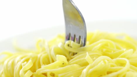 close-up of cooked pasta on plate