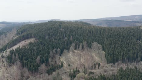 drone aerial views of the harz national park in central germany