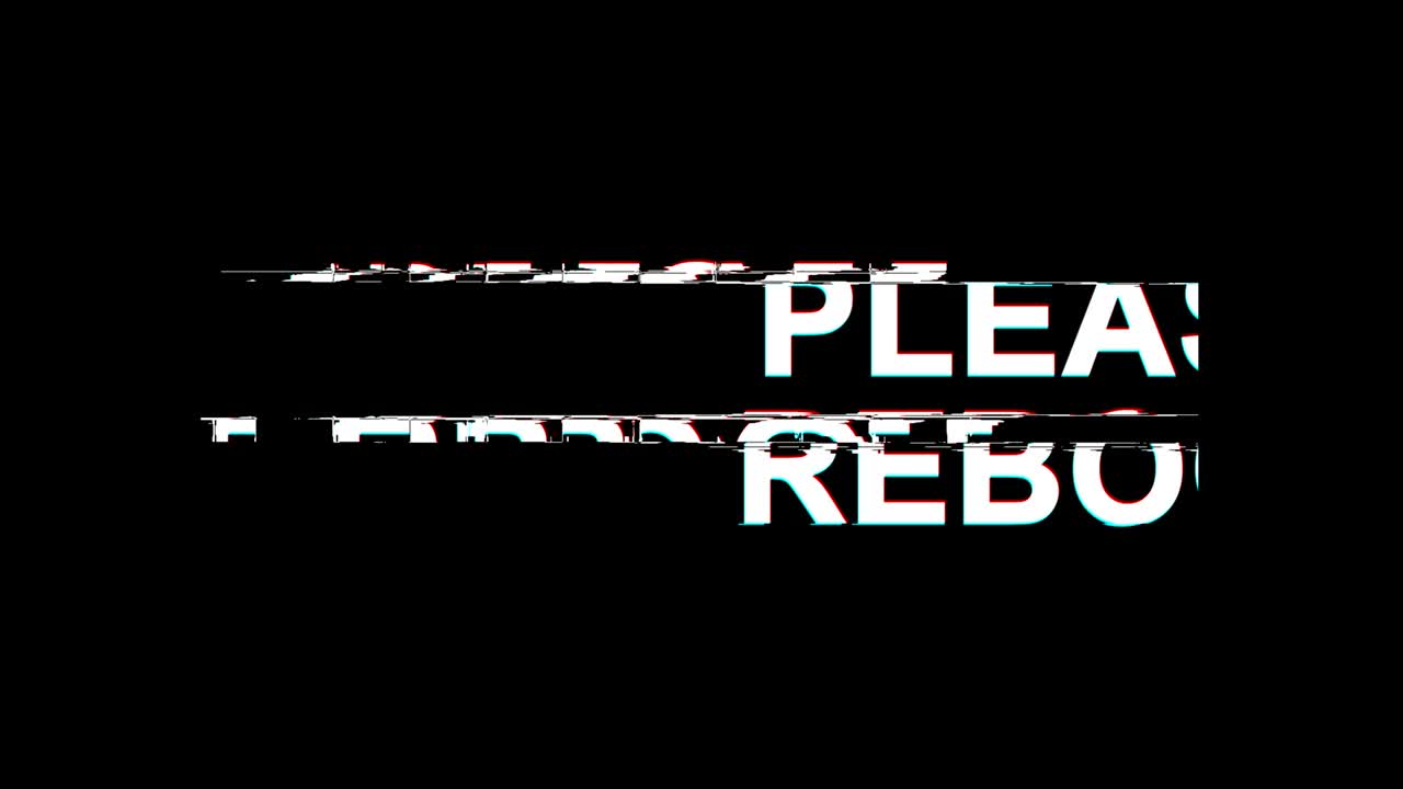 재부팅: 글리치 효과 텍스트 디지털 tv 왜곡 4k 루프 애니메이션