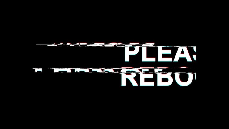 Please Reboot Glitch Effect Text Digital TV Distortion 4K Loop Animation
