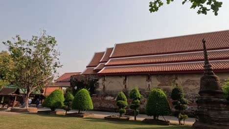 timelapse of a peaceful temple complex garden