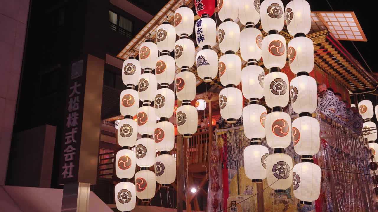 Japanese Summer Festival at Night with Illuminated Paper Lanterns
