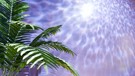 Serenidad-Tropical:-Helechos-Junto-Al-Agua-Violeta