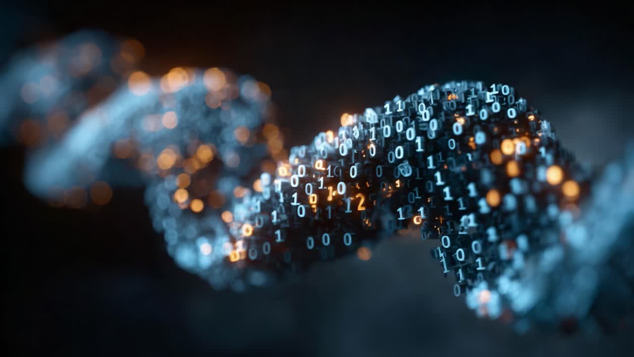 A Stunning Visualization of a Spiraling Network of Binary Code, Representing the Connection Between Data and Technology in the Digital Age