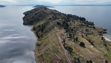 all of taquile island in lake titicaca is utilized with terraced farms