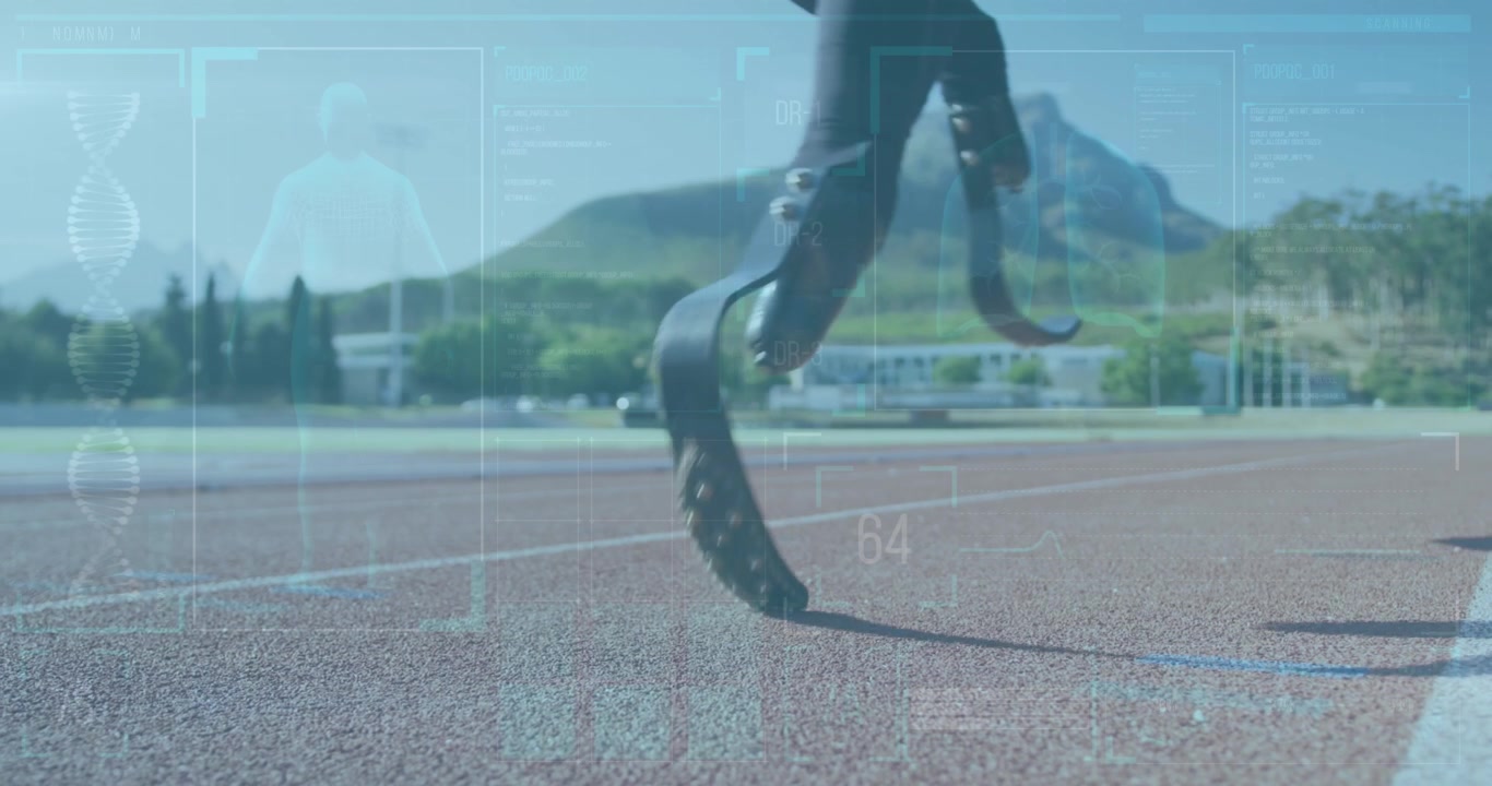 Animazione dell'elaborazione dei dati su uno stadio sportivo.