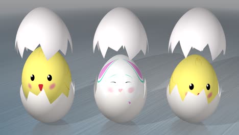 easter eggs with chickens and a rabbit inside