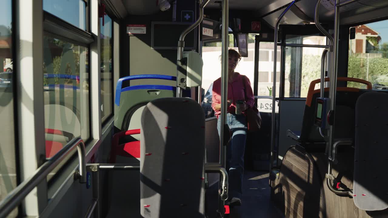 Inside a City Bus with Passengers