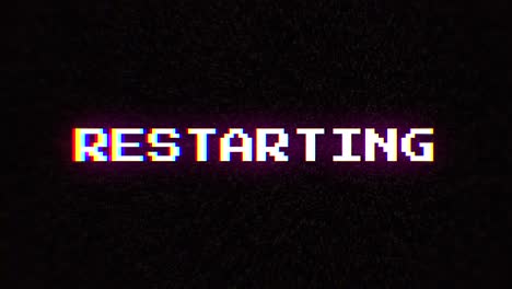 intentional digital artifact injection fx animation, decoding a noisy scambled 8-bit text: restarting