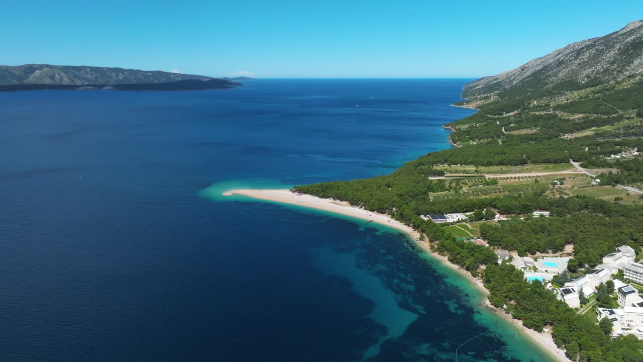 Zlatni Rat Beach In Brac, Croatia - Aerial Shot