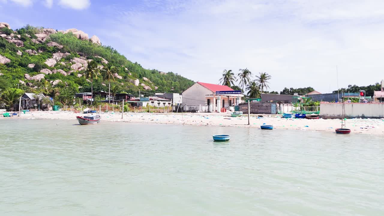 Aerial View Pan of the Dirty Beach in Ninh HảI District.