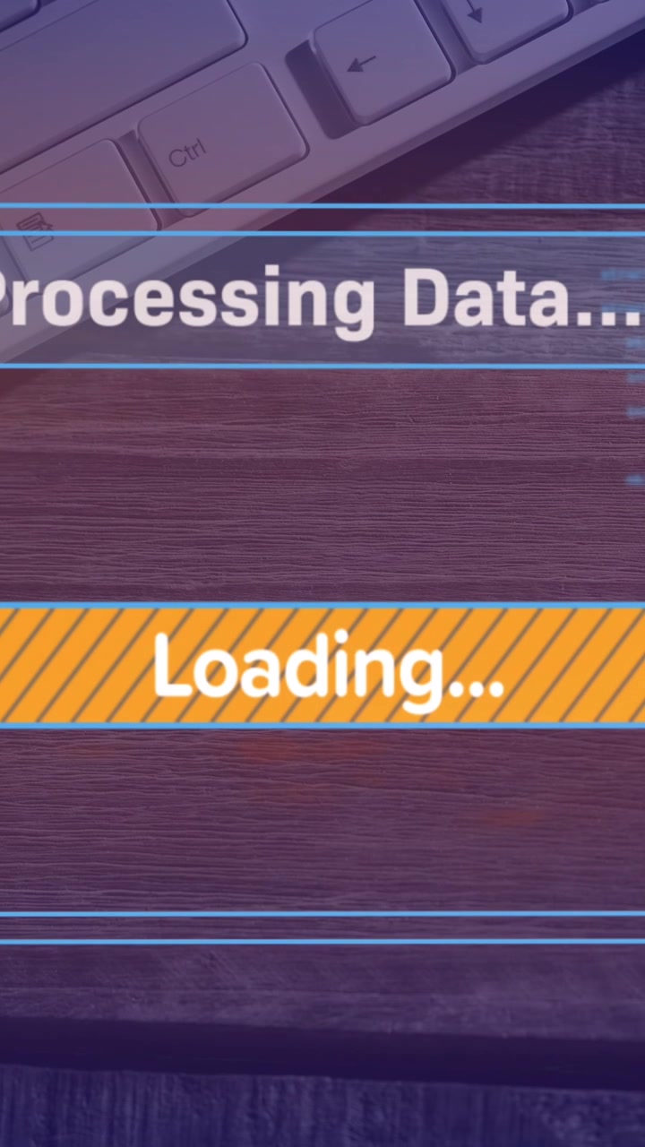 Animation of loading over digital screen, mouse and keyboard on desk