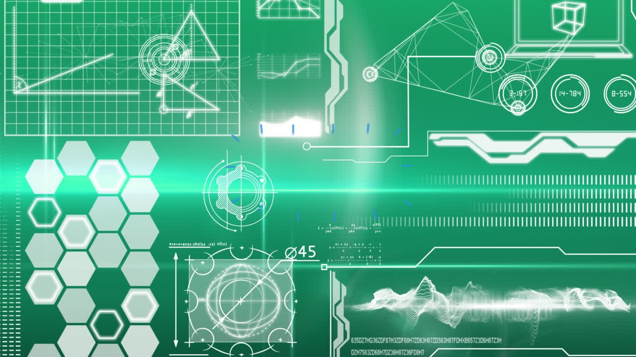 Animation of data processing on green background