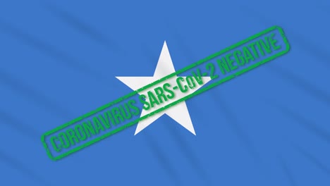 somalia balanceando la bandera con el sello verde de la libertad del coronavirus, bucle
