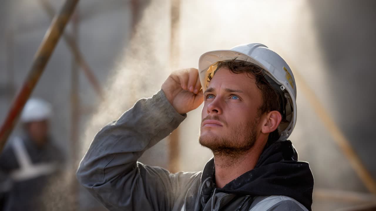 trabajador de la construcción en el sitio
