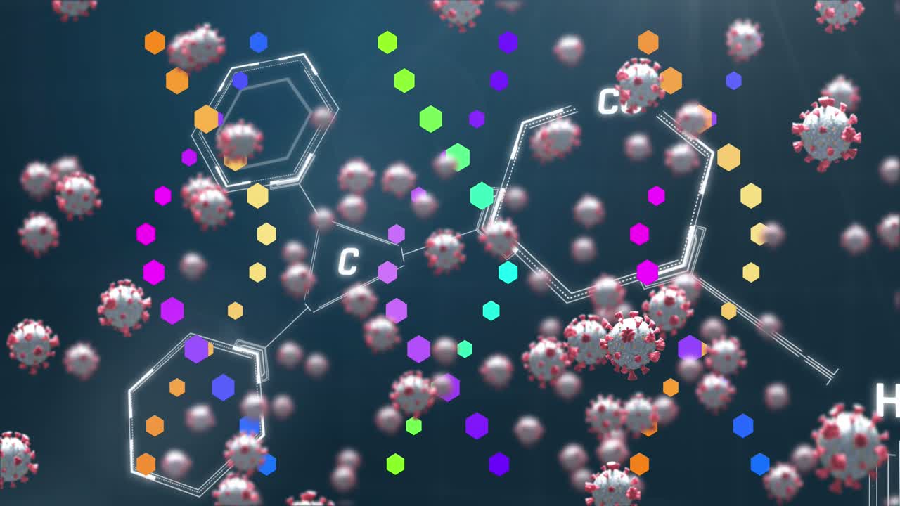 Animazione di una rete di connessioni con icone su una rete di connessioni luminosa.