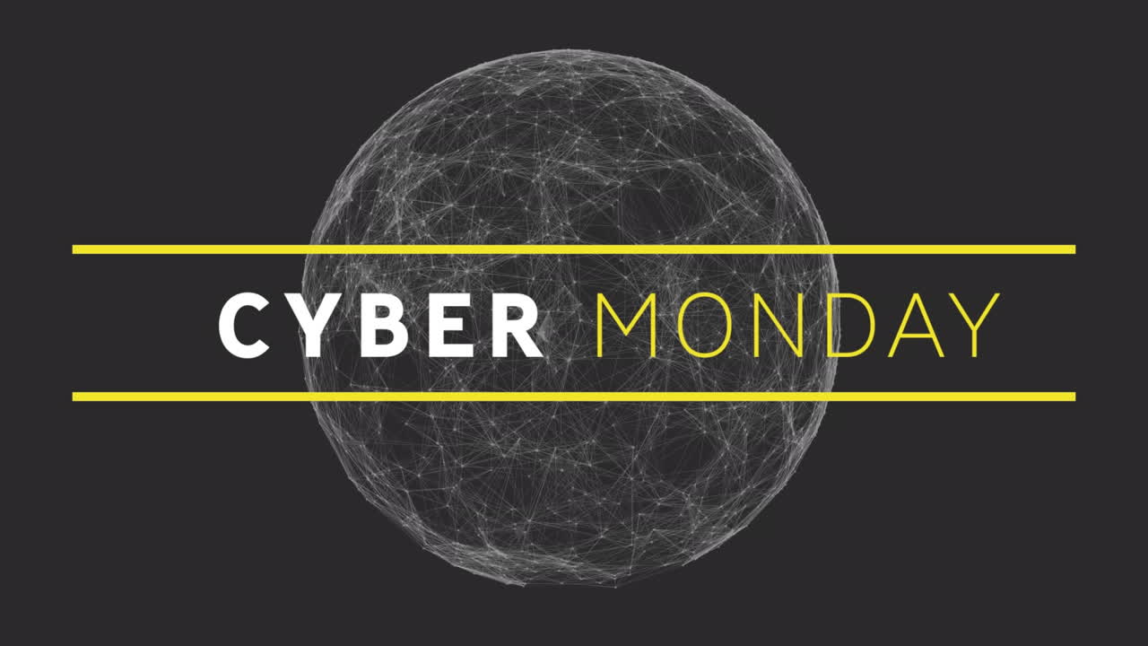 연결 네트워크를 통해 사이버 월요일 판매 텍스트의 애니메이션