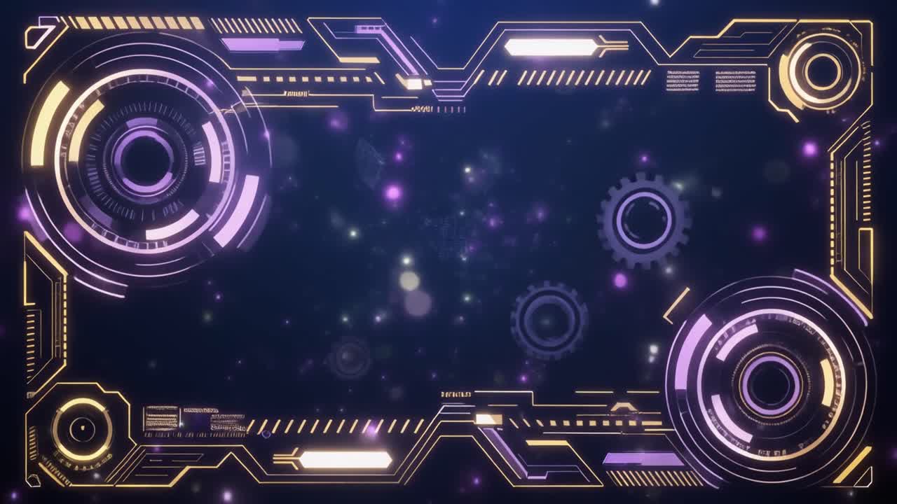Glowing Futuristic Digital Interface Frame with Abstract Background