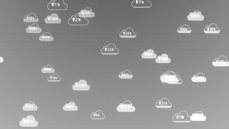 animation of white cloud computing technology internet loop background arrows pointing up and