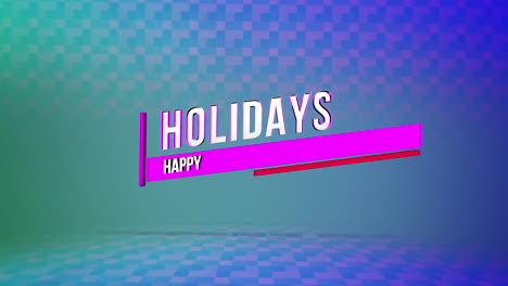 felices fiestas modernas con líneas en cuadrados geométricos de gradiente azul