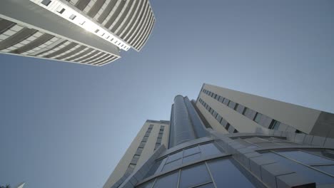 frog eye view of tall buildings business center