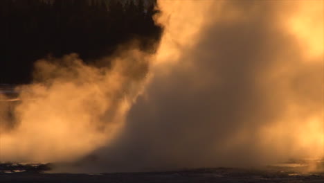 a geyser erupts in yellowstone national park