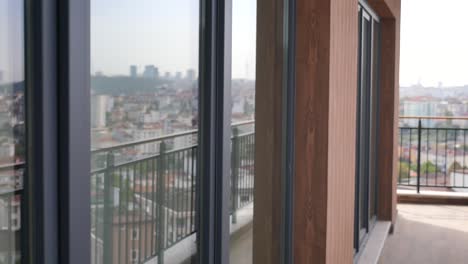 modern balcony with a city view