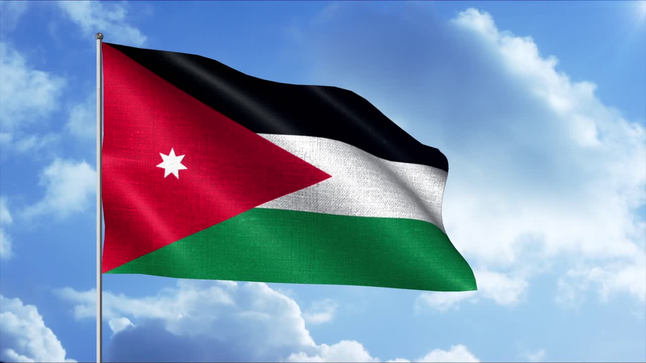 la bandera de jordania ondeando en el viento