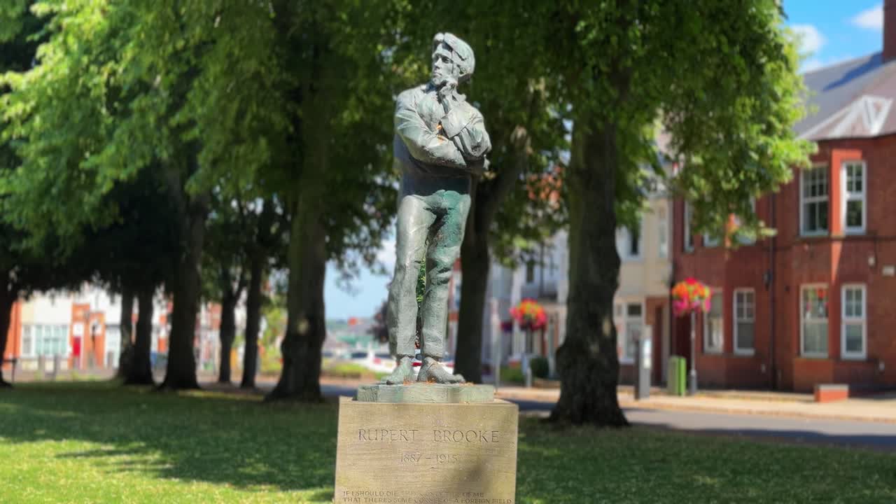 Rupert Brooke english poet from Rugby, United Kingdom statue landmark