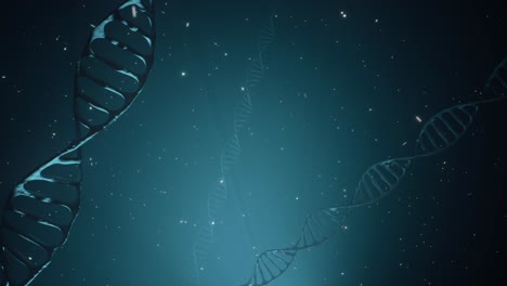 animación renderizada en 3d de una molécula de adn giratoria en un fondo azul. concepto de genética