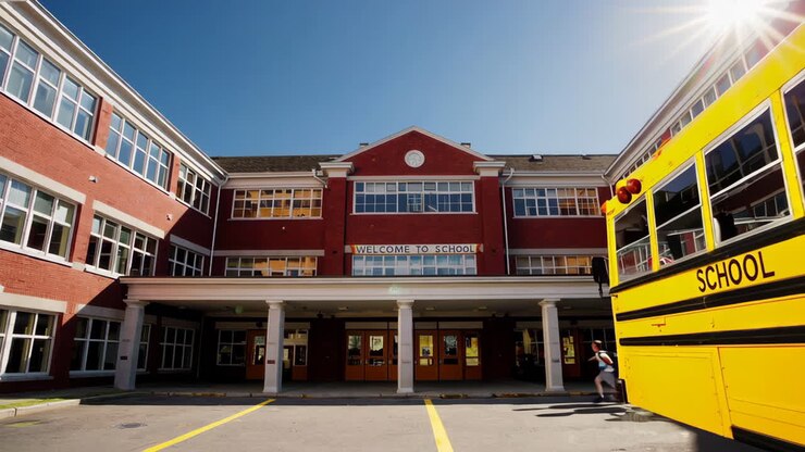 Excited Students Arriving at School