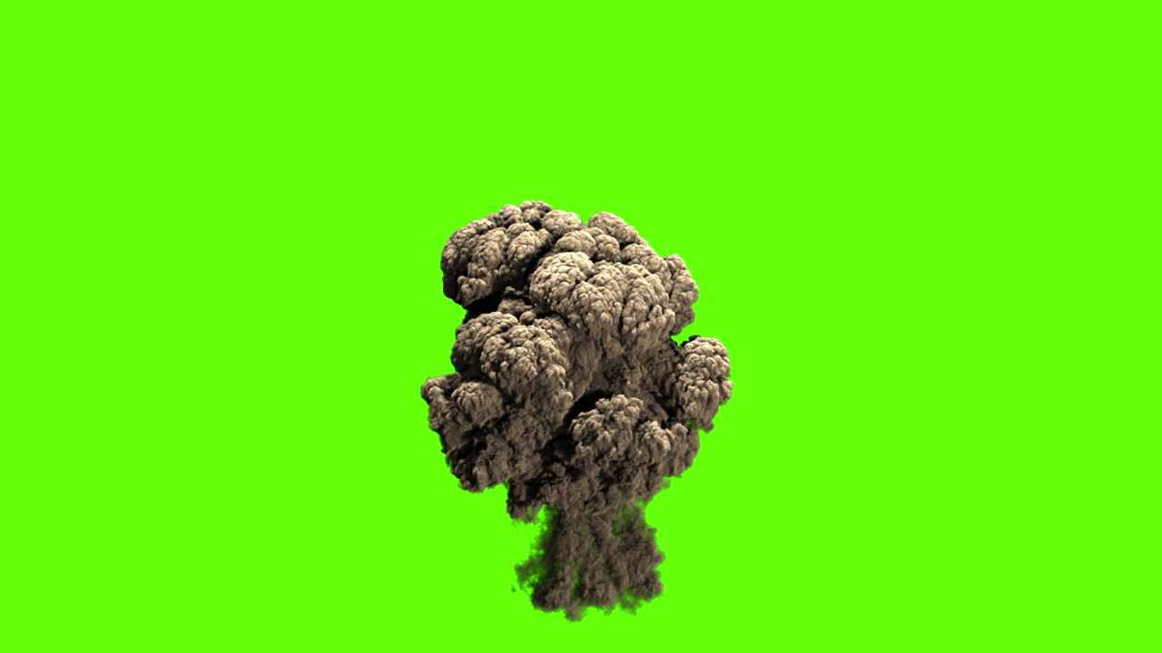 Explosive Smoke Plume on Green Screen