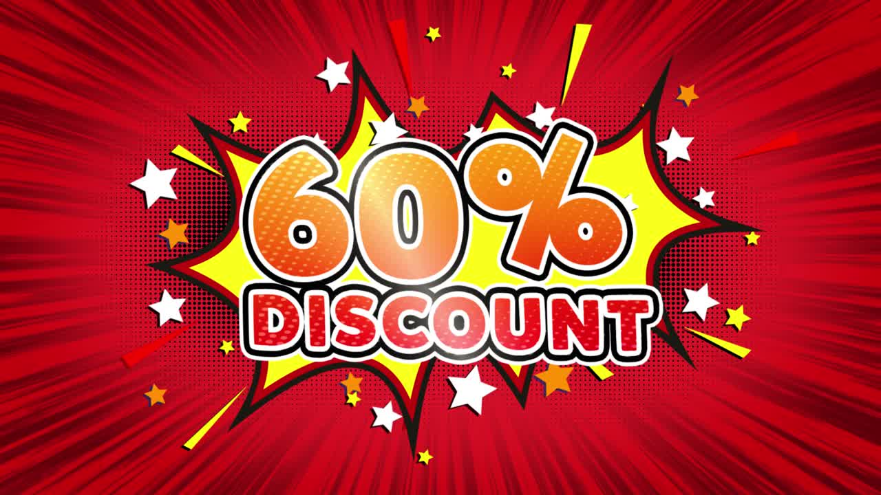 60% Discount Comic Style Graphic Design