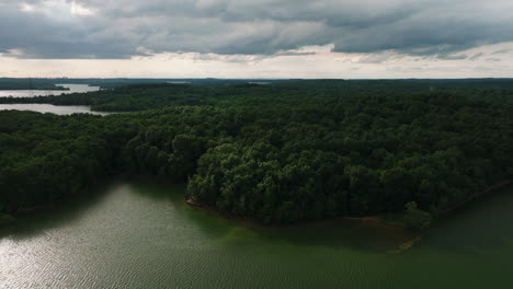 panoramic view of long hunter state park forest and percy priest lake in tennessee, usa