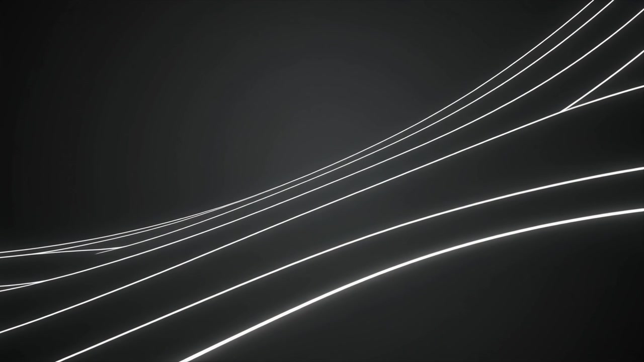 Abstract Background with Glowing White Curved Lines on Dark Grey