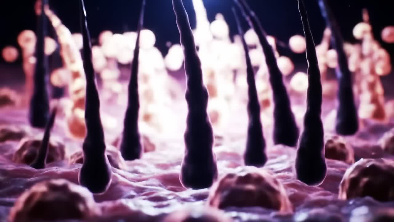 A Close-Up Exploration of Skin Microstructure: Unveiling the Intricacies of Cellular Formations and Hair Follicles in a Dynamic Biological Environment