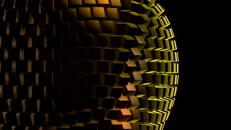 esfera abstracta de bloques cúbicos volumétricos. objeto de arte gira dinámicamente a su alrededor. en bucle