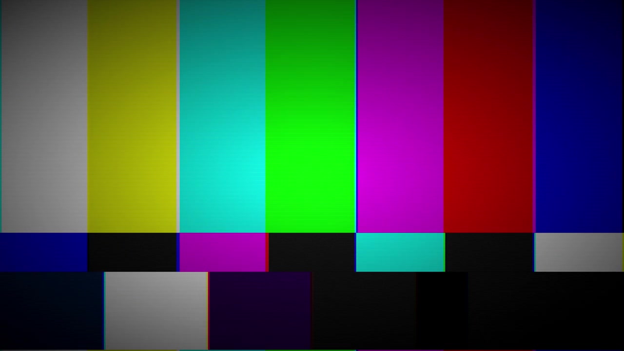 Television Test Pattern with Digital Glitch and Signal Interference
