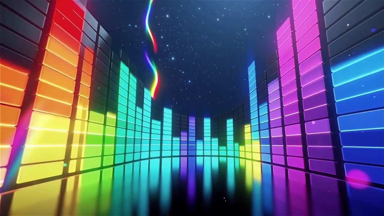 Futuristic Rainbow Neon Music Equalizer Visualizer Background