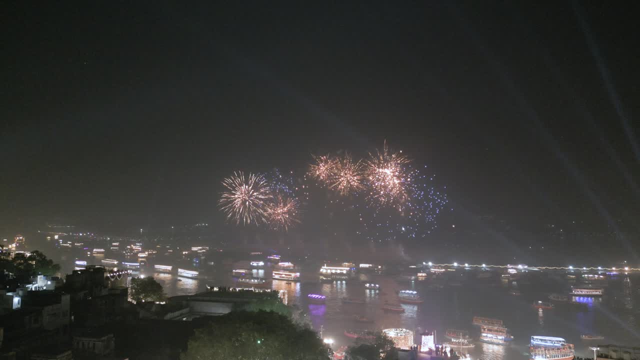 Aerial View of Dev Deepawali Varanasi Fire Cracker