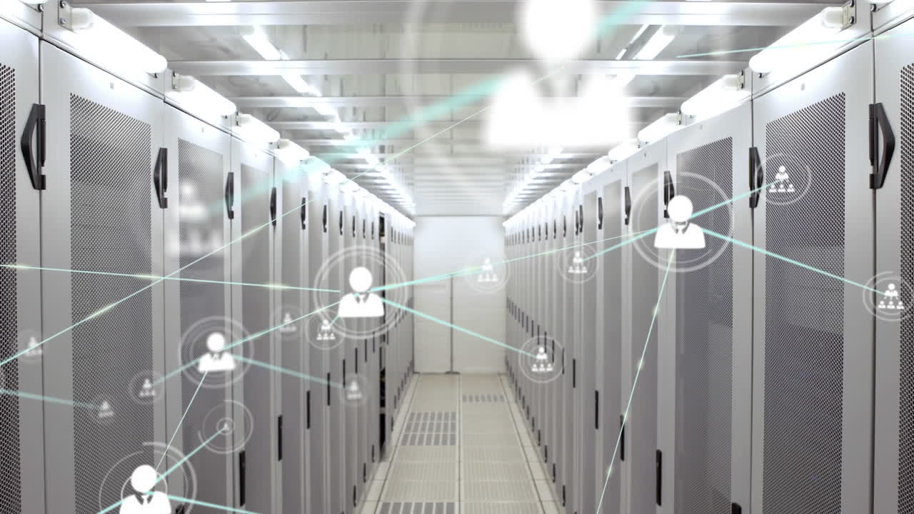 서버  ⁇  위의 아이콘으로 연결 네트워크의 애니메이션