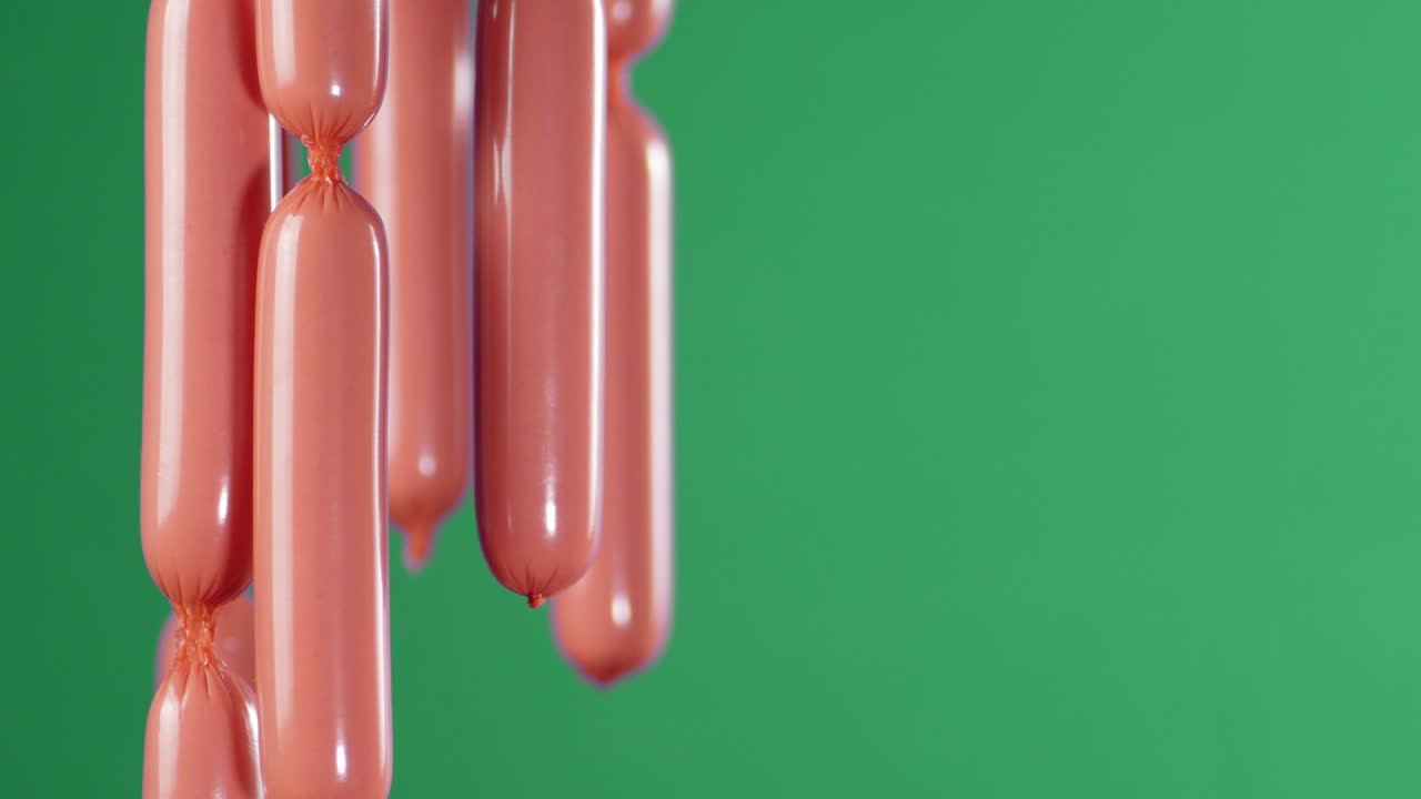 인 소시지의 인대가 매달려 있습니다.