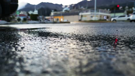 wet asphalt concept picturesque urban rainy road emotional city sidewalk closeup