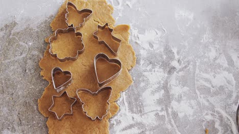 gingerbread dough with flour and cookie cutter 4k