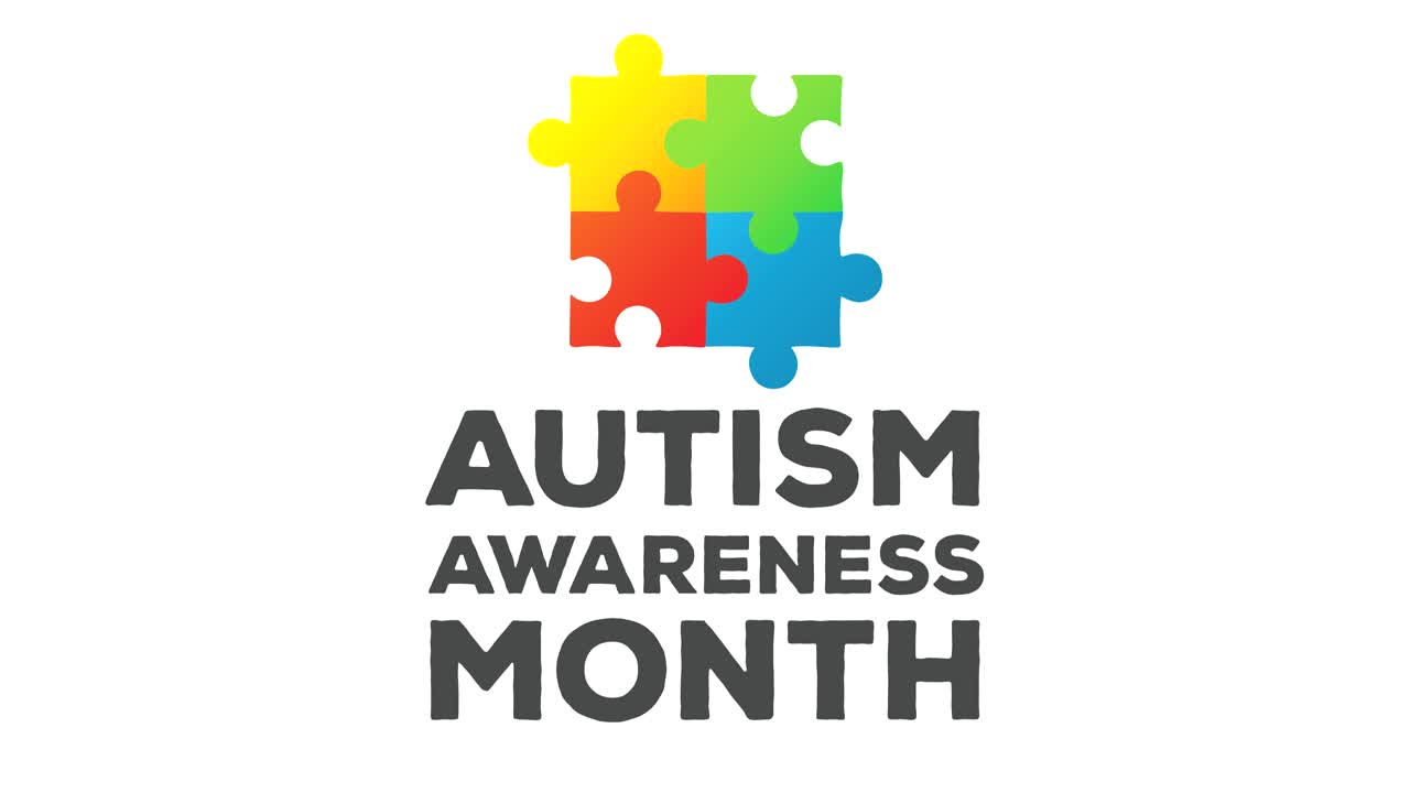 video generado digitalmente de con elementos de rompecabezas que forman texto del mes de concienciación sobre el autismo contra el blanco