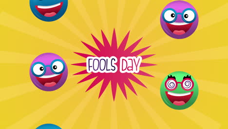 happy fools day card with crazy emojis