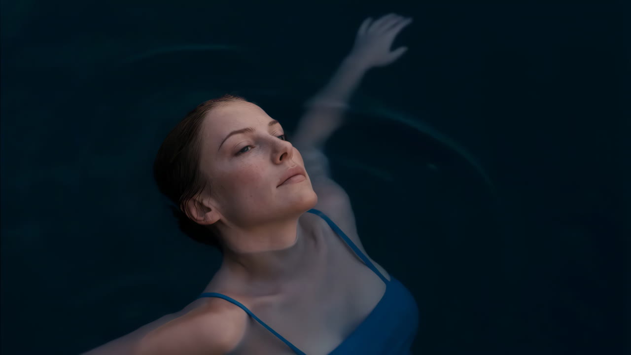Woman Relaxing in Dark Water