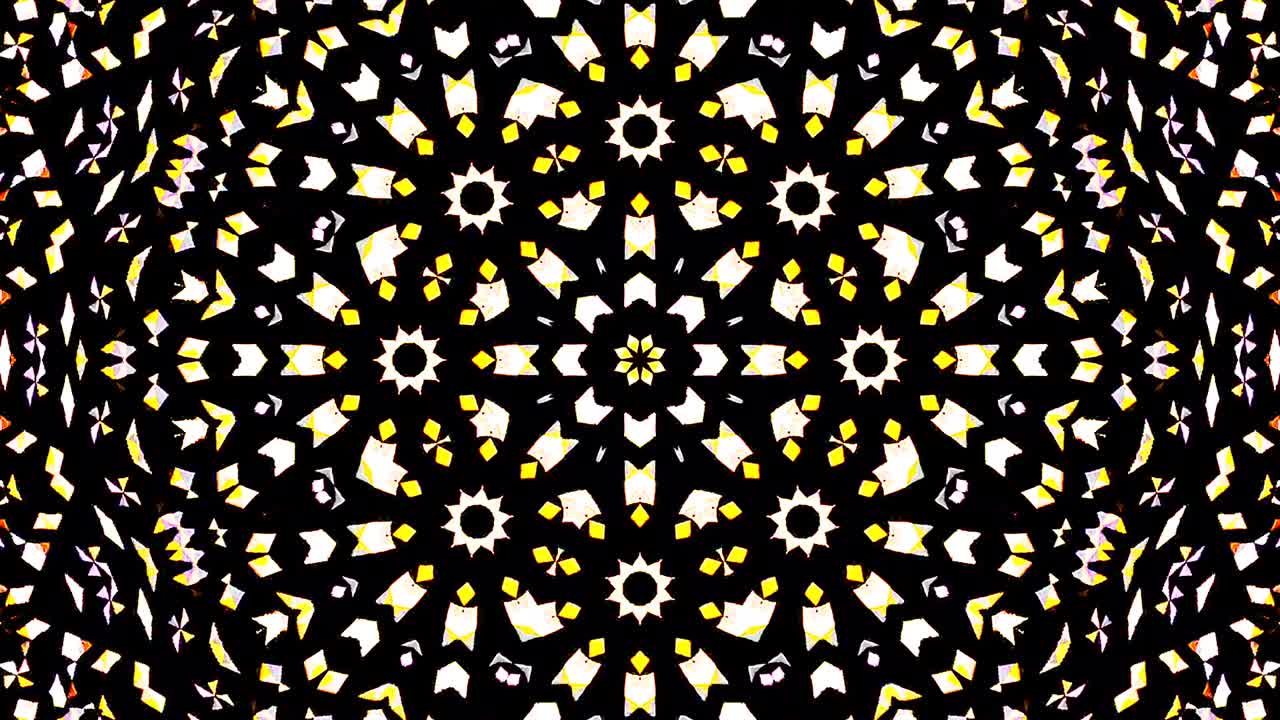 아름답고 추상적인 칼레도스코프, 빛나는 빛, 미묘한 움직임을 조절하는 빛.