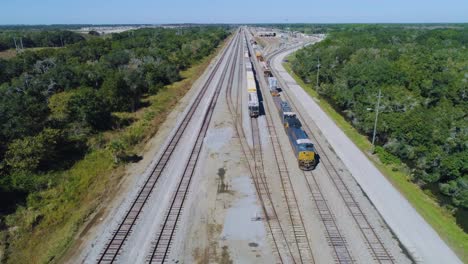 4k drone video of trains and locomotives in the csx winston train yard in lakeland, fl