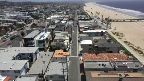 modern seaside village in daytime - aerial shot